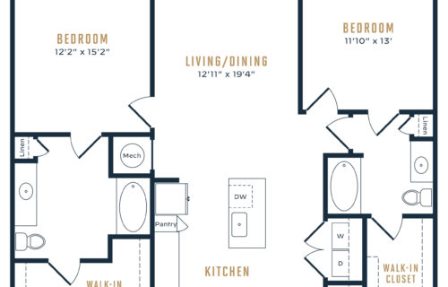 B1 Two Bed/Two Bath Luxury Floor Plan - Roomy Comfort is Waiting for You