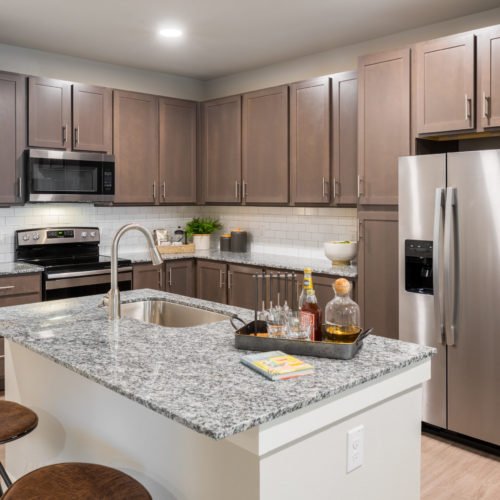 Designer tile backsplashes and shaker-style hardwood cabinets in kitchens - Stunning Details in Every Home